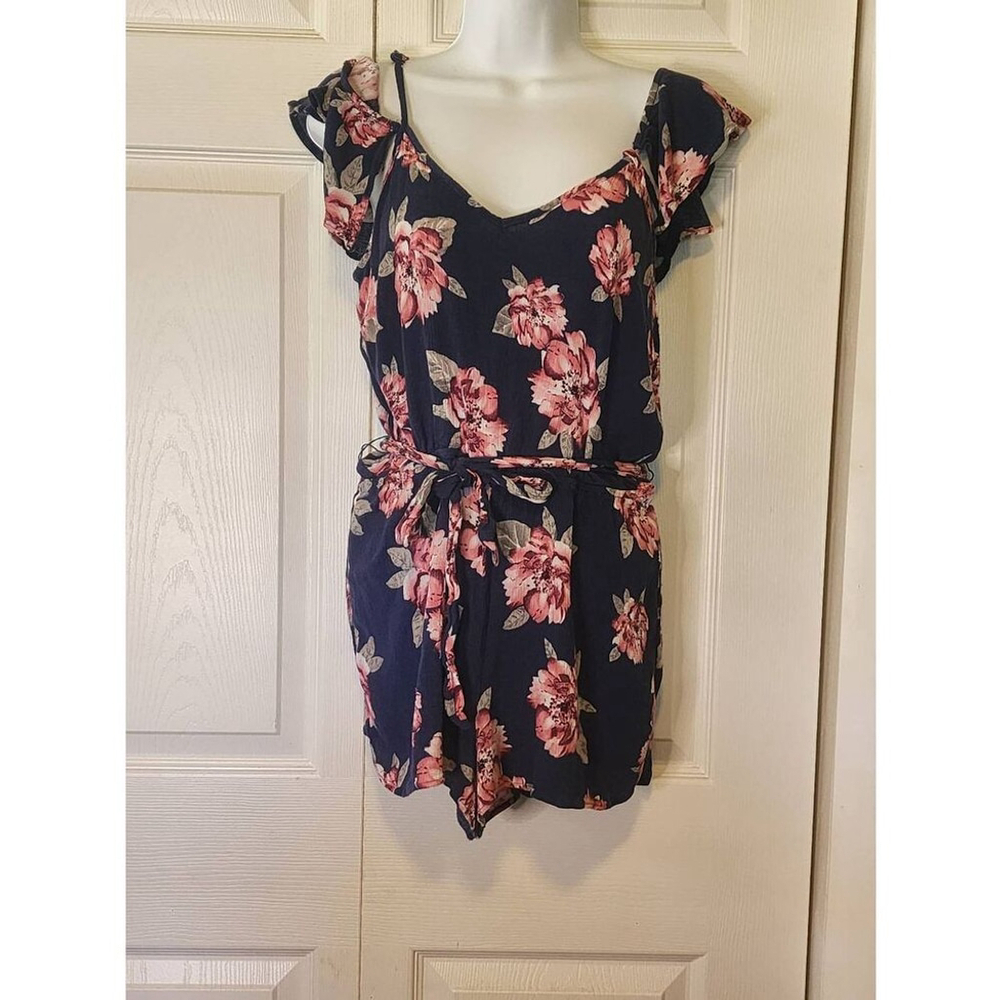 Charlotte Russe Floral Romper Navy